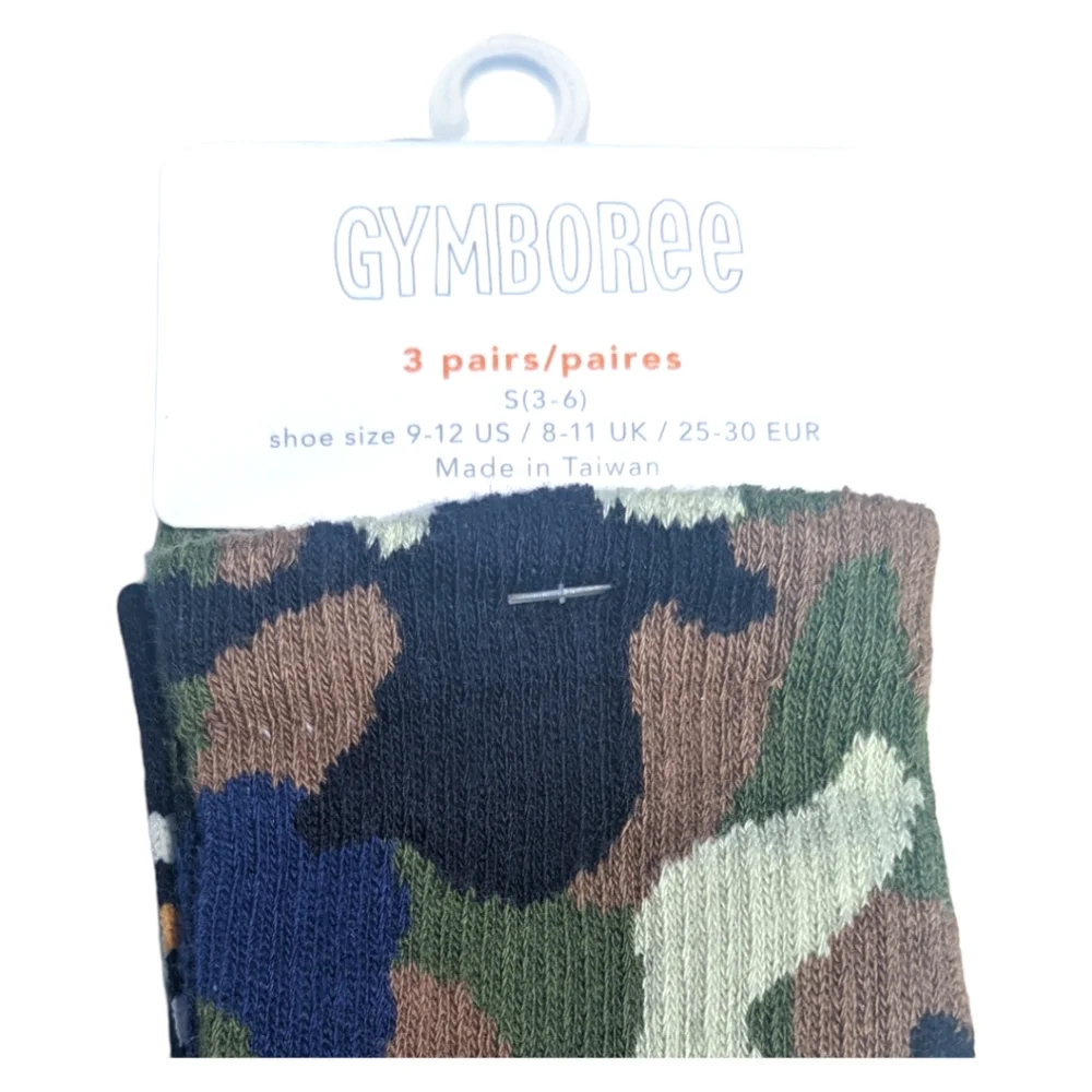 Gymboree Boys S 3-6 shoe size 9-12 Camouflage/Stripes Socks (3)
